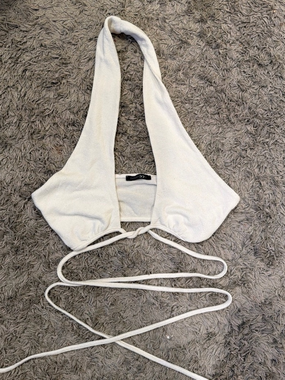 Papermoon White Textured Halter Wrap Top